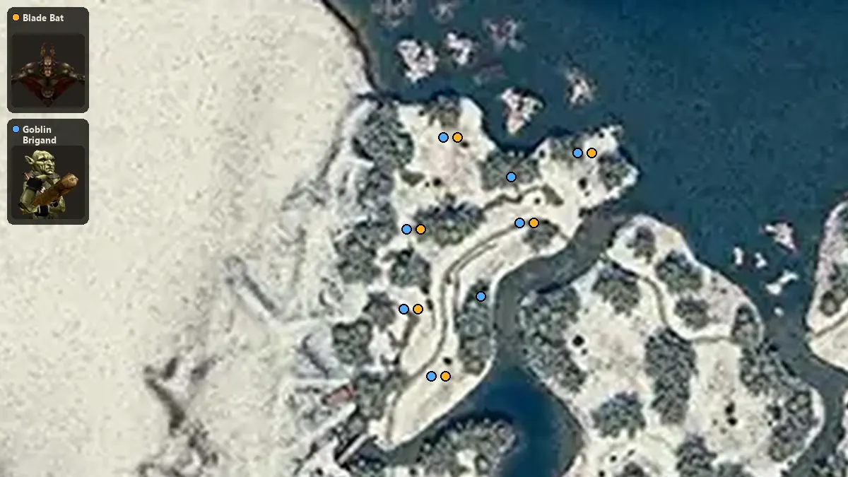 Map: where Blade Bat, Goblin Brigand Lieutenant spawn