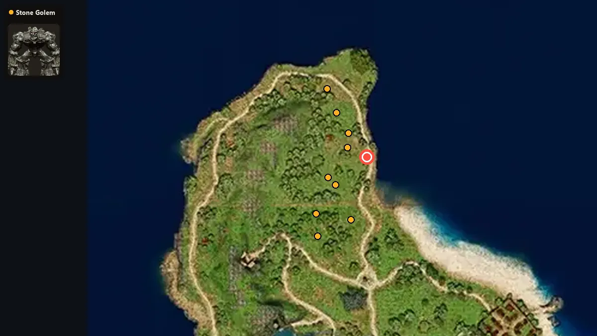 Map: where Stone Golem spawn