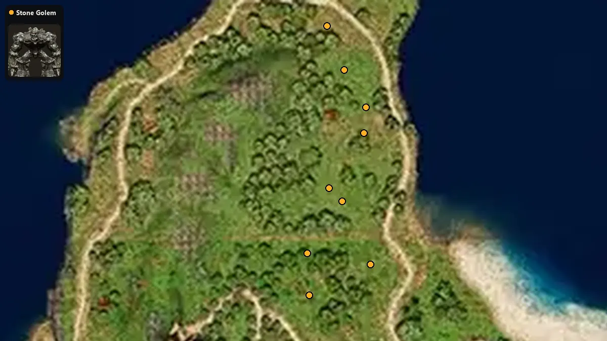 Map: where Stone Golem spawn