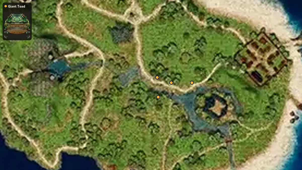 Map: where Giant Toad spawn