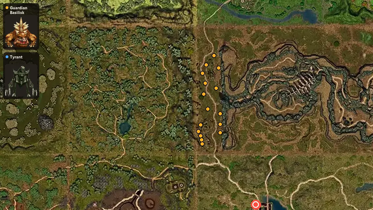 Map: where Guardian Basilisk, Tyrant spawn