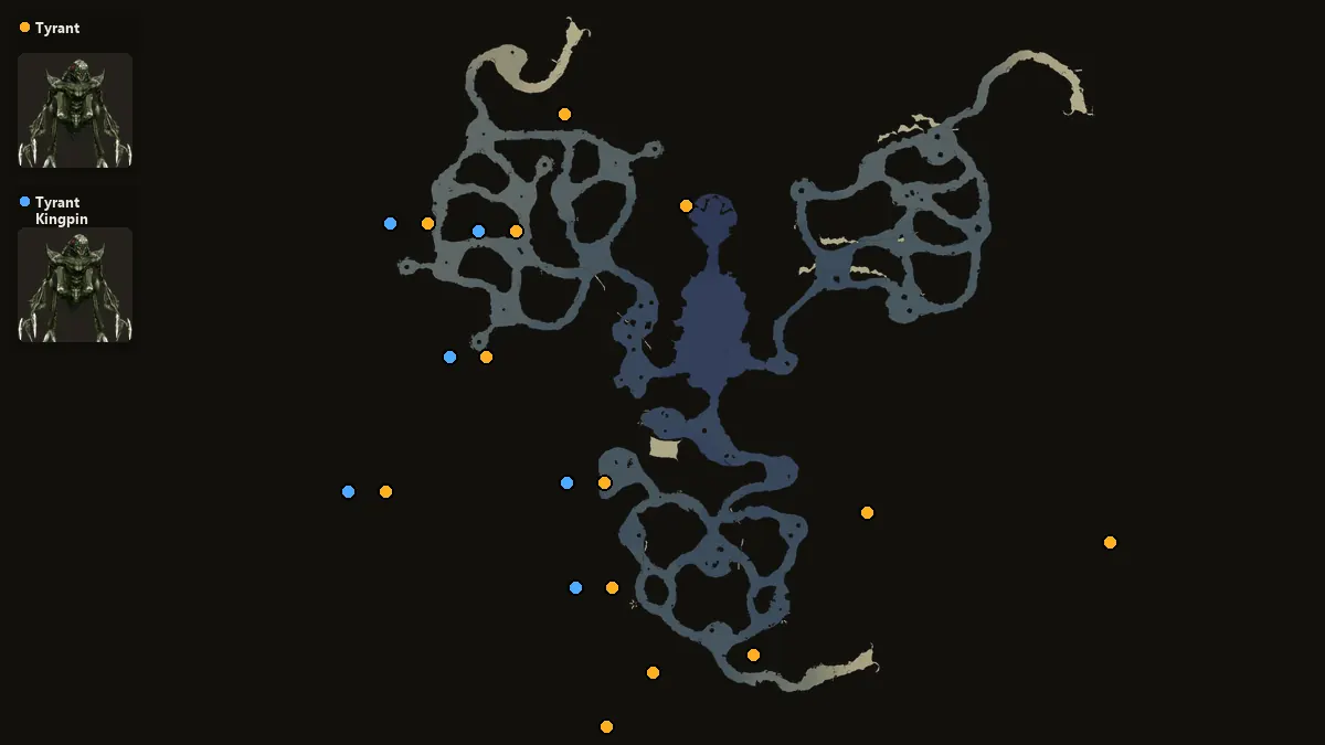 Map: where Tyrant, Tyrant Kingpin spawn