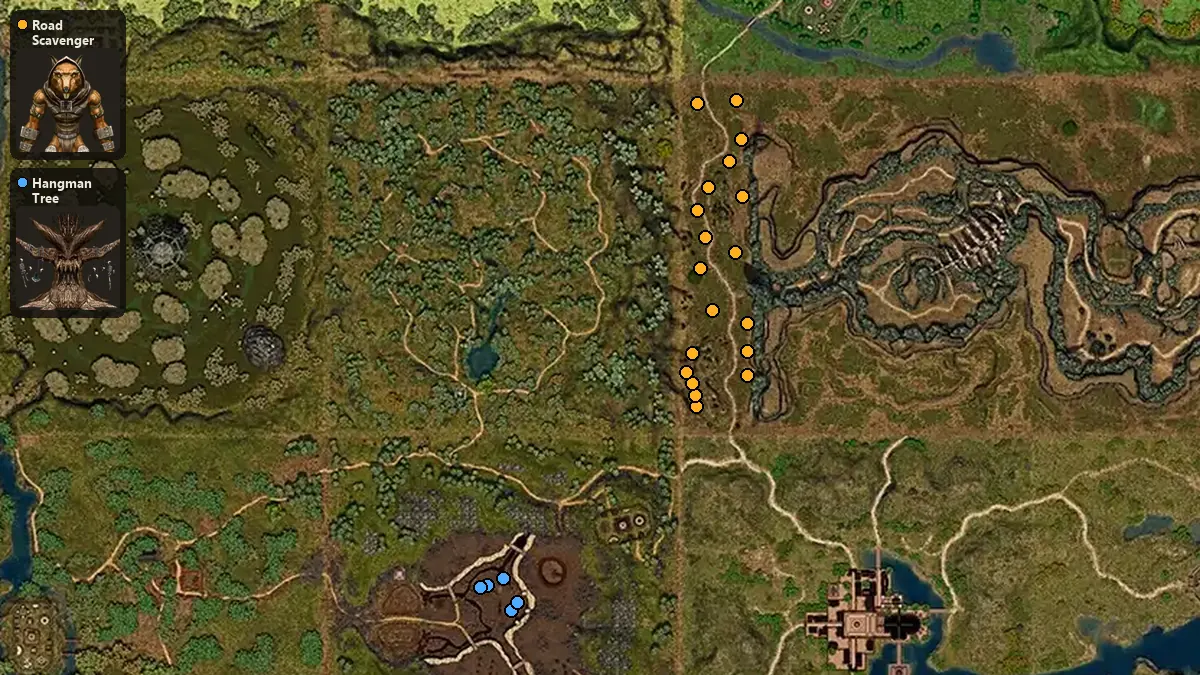 Карта: где стоят Road Scavenger, Hangman Tree