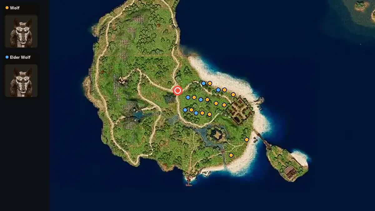 Map: where Wolf, Elder Wolf spawn