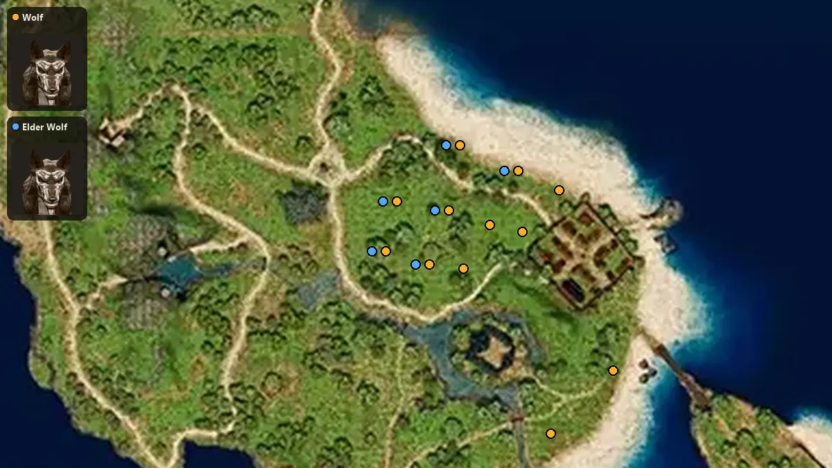 Map: where Wolf, Elder Wolf spawn