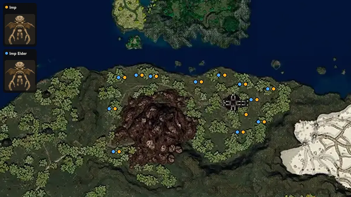 Map: where Imp, Imp Elder spawn