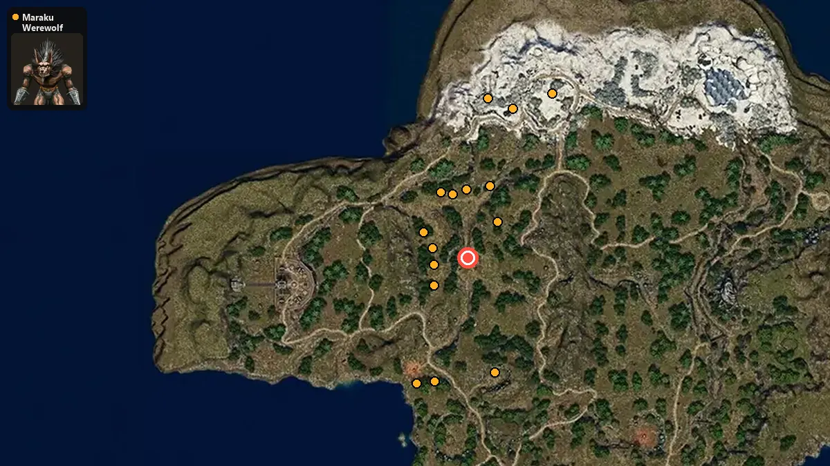 Map: where Maraku Werewolf spawn