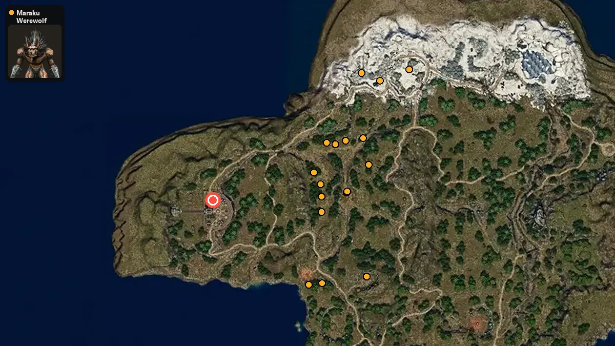 Map: where Maraku Werewolf spawn