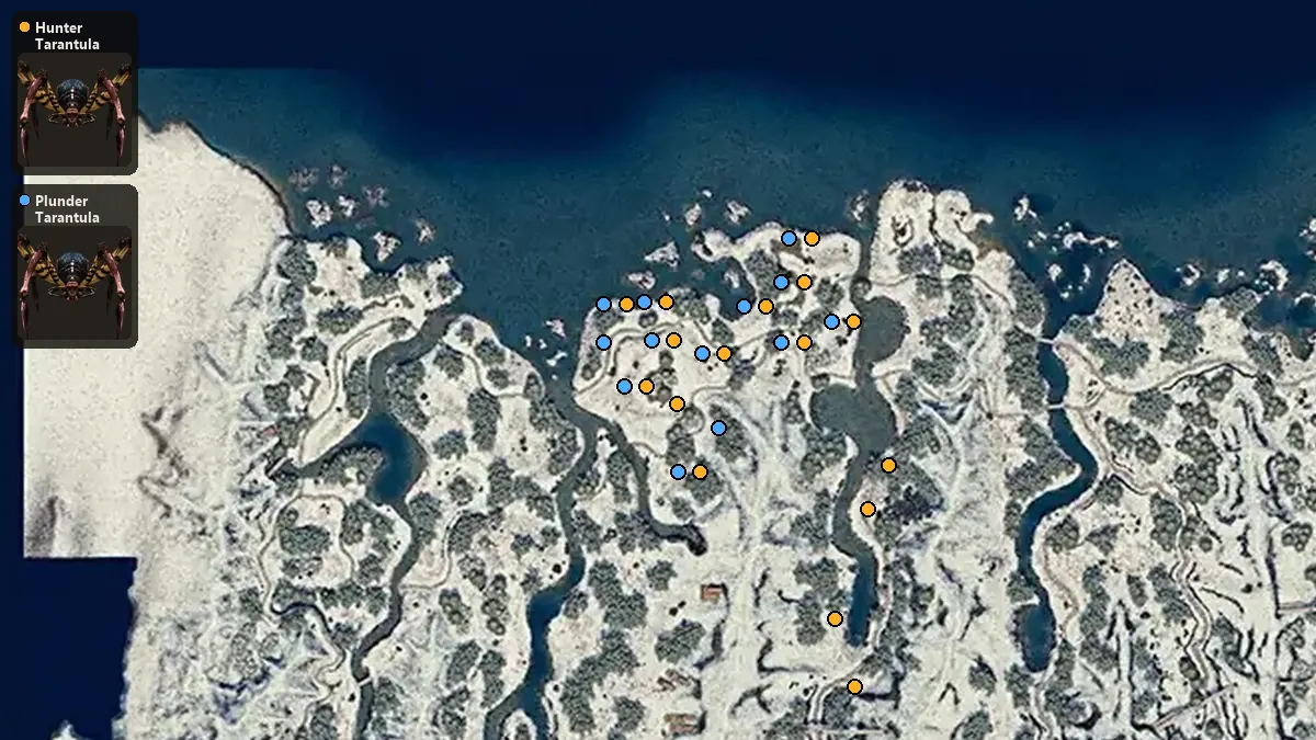 Map: where Hunter Tarantula, Plunder Tarantula spawn