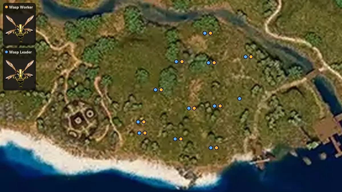 Map: where Wasp Worker, Wasp Leader spawn