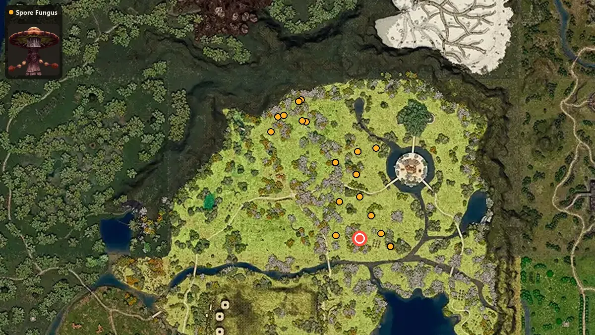 Map: where Spore Fungus spawn