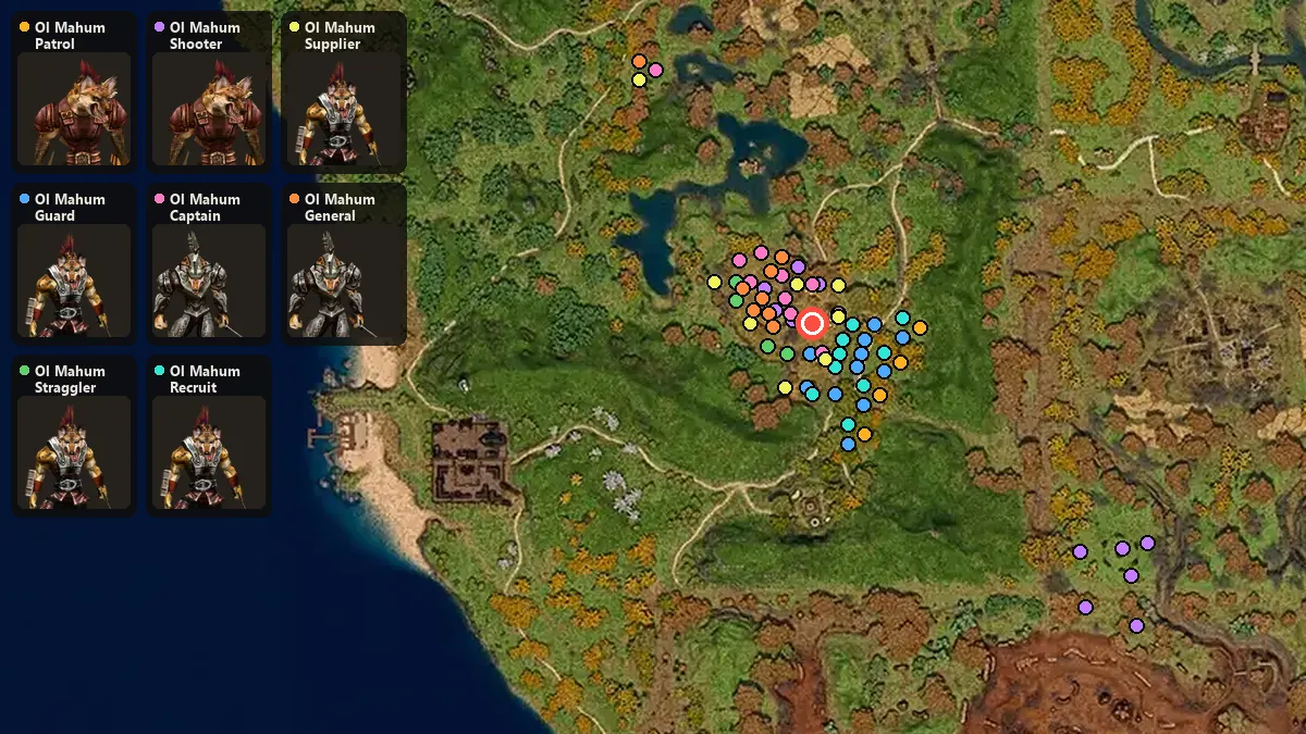 Map: where Ol Mahum Patrol, Ol Mahum Guard, Ol Mahum Straggler, Ol Mahum Shooter, Ol Mahum Captain, Ol Mahum Recruit, Ol Mahum Supplier, Ol Mahum General spawn