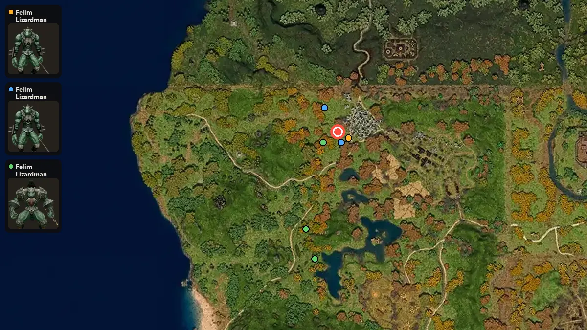 Map: where Felim Lizardman, Felim Lizardman Scout, Felim Lizardman Warrior spawn