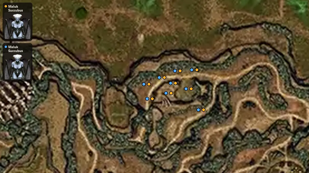 Map: where Maluk Succubus, Maluk Succubus Turen spawn