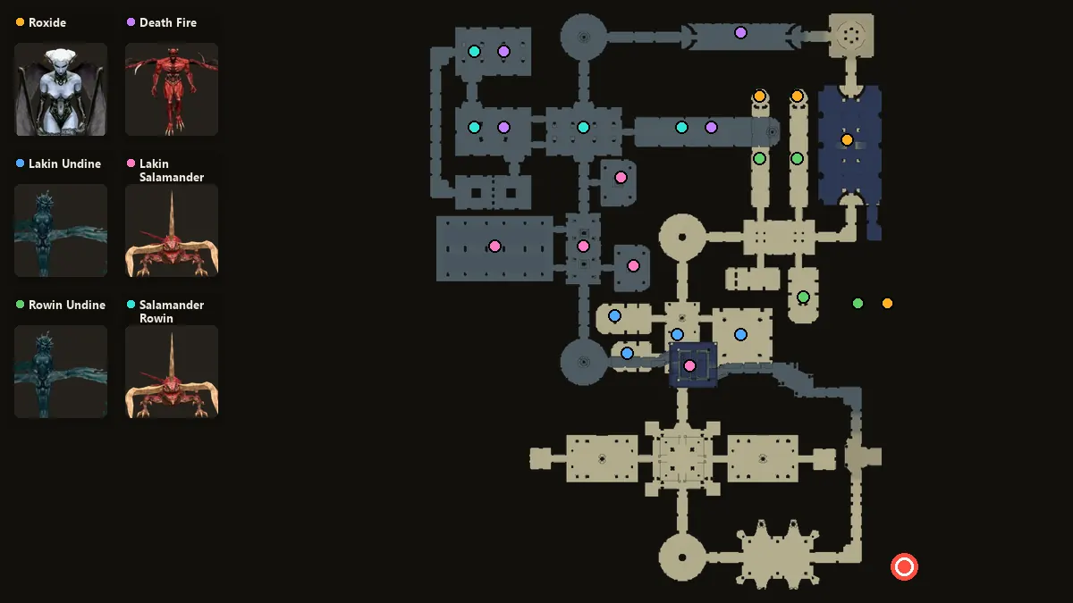 Карта: где стоят Roxide, Lakin Undine, Rowin Undine, Death Fire, Lakin Salamander, Salamander Rowin