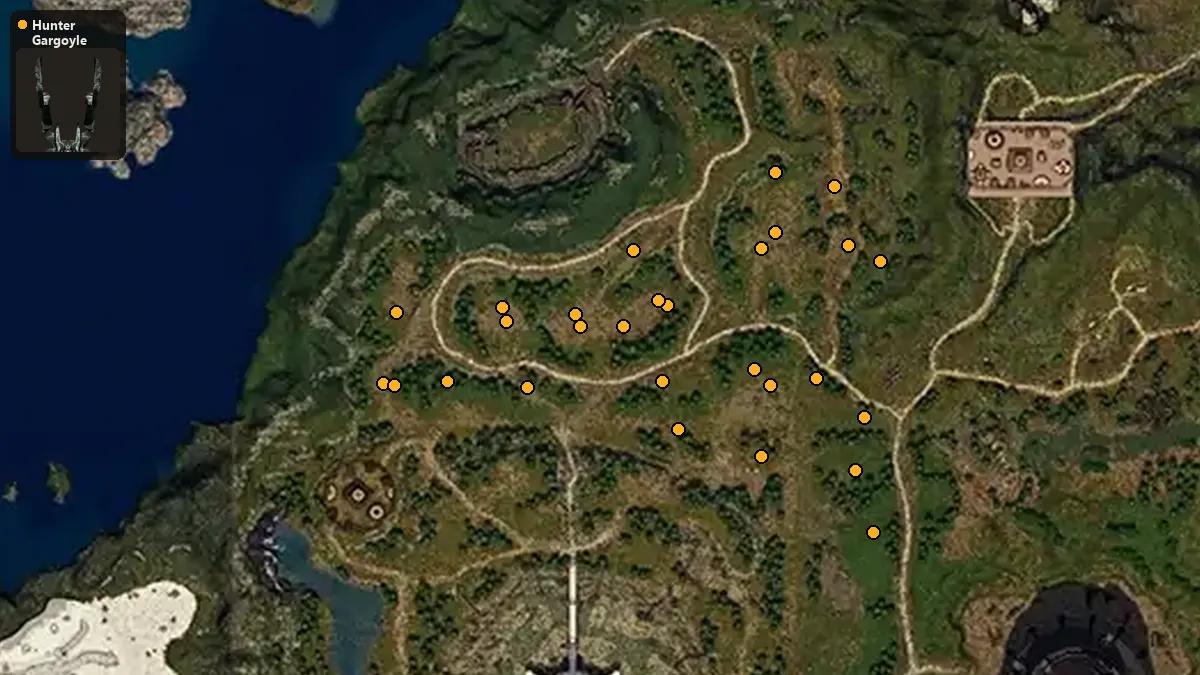 Map: where Hunter Gargoyle spawn