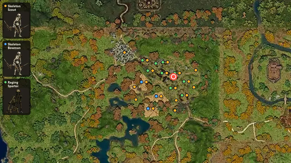 Map: where Skeleton Scout, Skeleton Bowman, Raging Spartoi spawn
