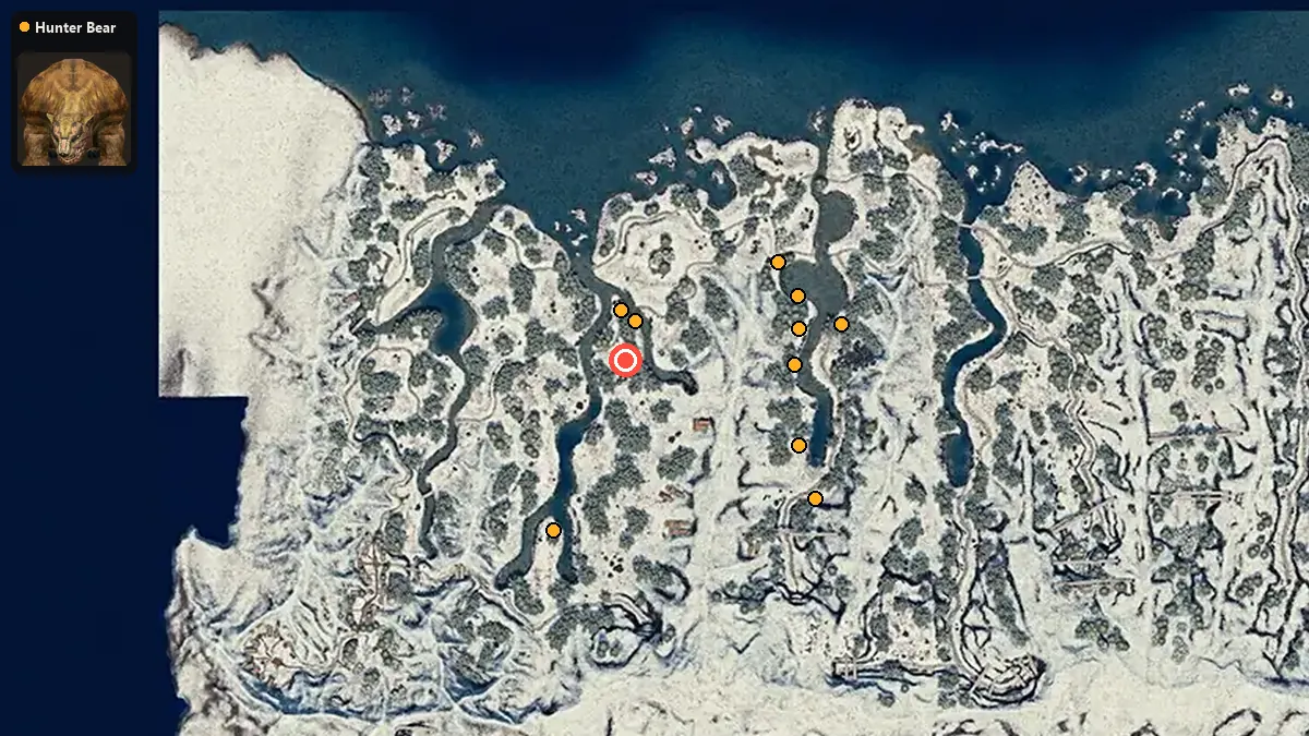 Map: where Hunter Bear spawn