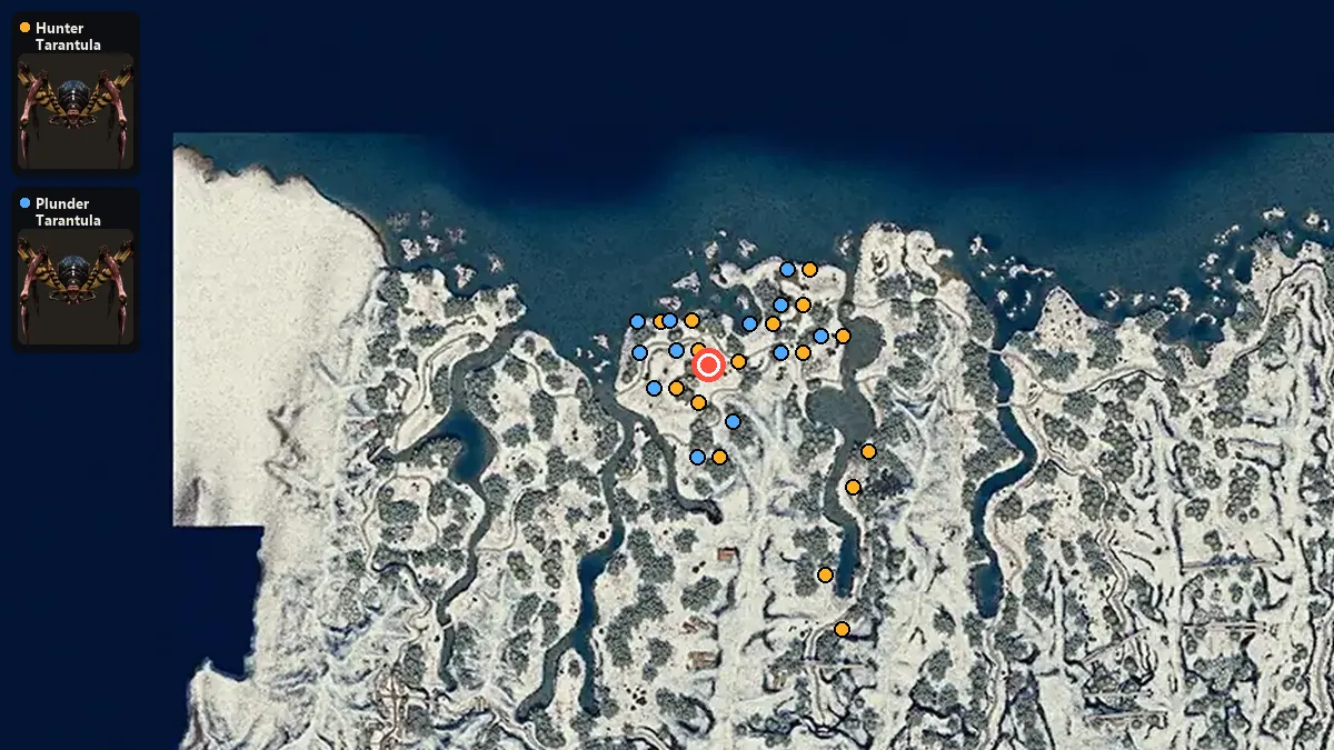 Map: where Hunter Tarantula, Plunder Tarantula spawn