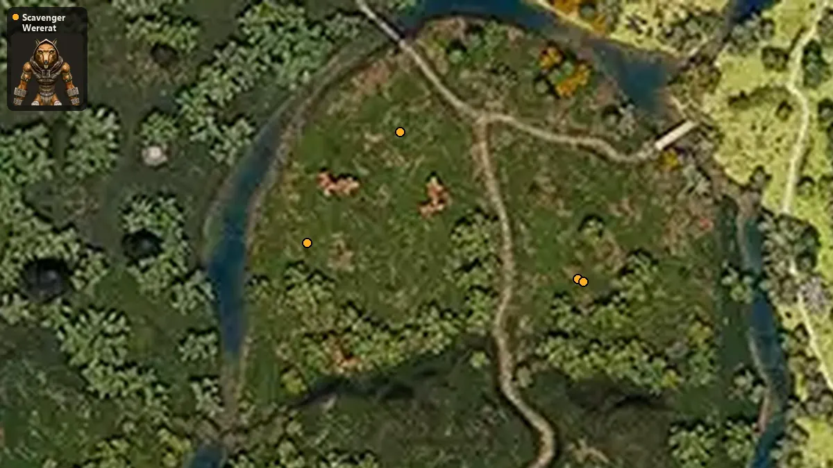 Map: where Scavenger Wererat spawn