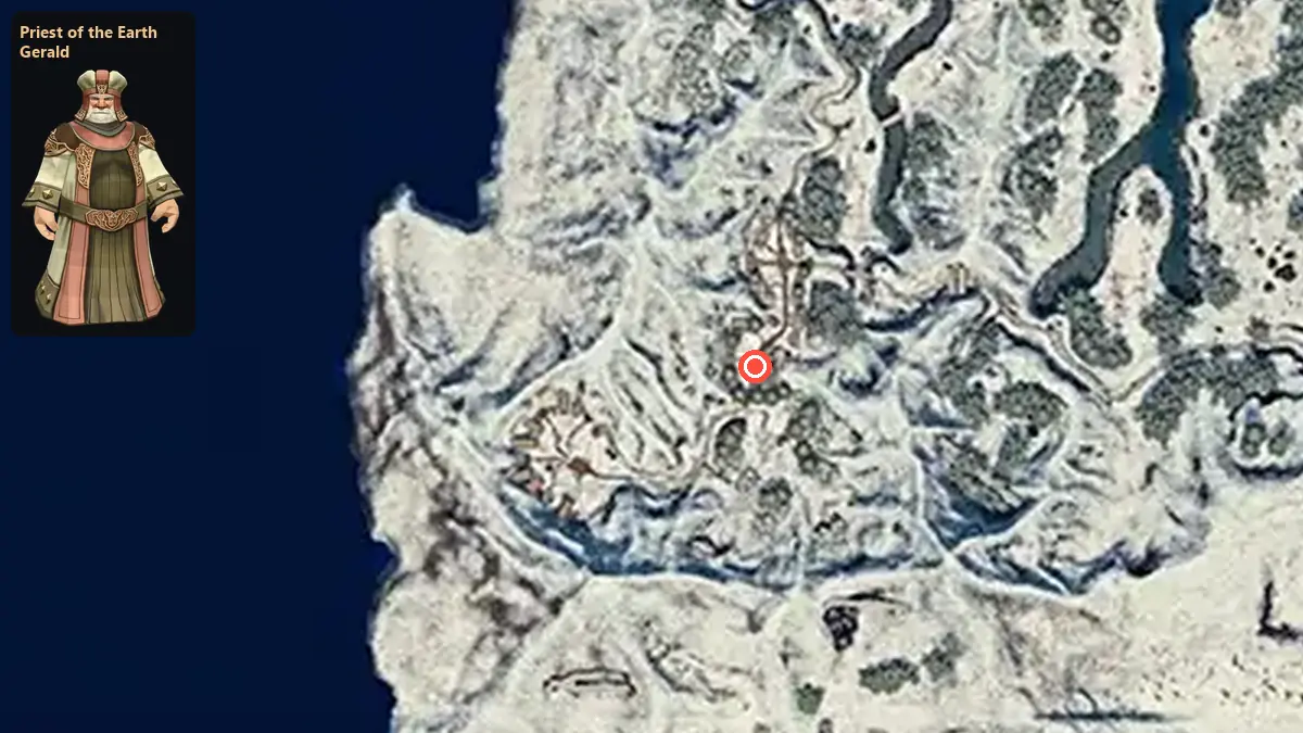Map: where Priest of the Earth Gerald stands