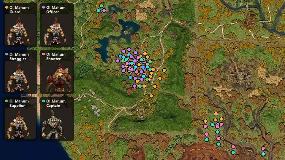 Map: where Ol Mahum Guard, Ol Mahum Straggler, Ol Mahum Supplier, Ol Mahum Officer, Ol Mahum Shooter, Ol Mahum Captain spawn