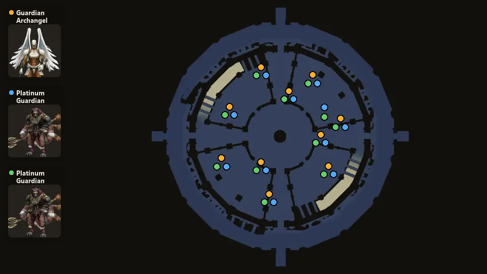Map: where Guardian Archangel, Platinum Guardian Chief, Platinum Guardian Shaman spawn