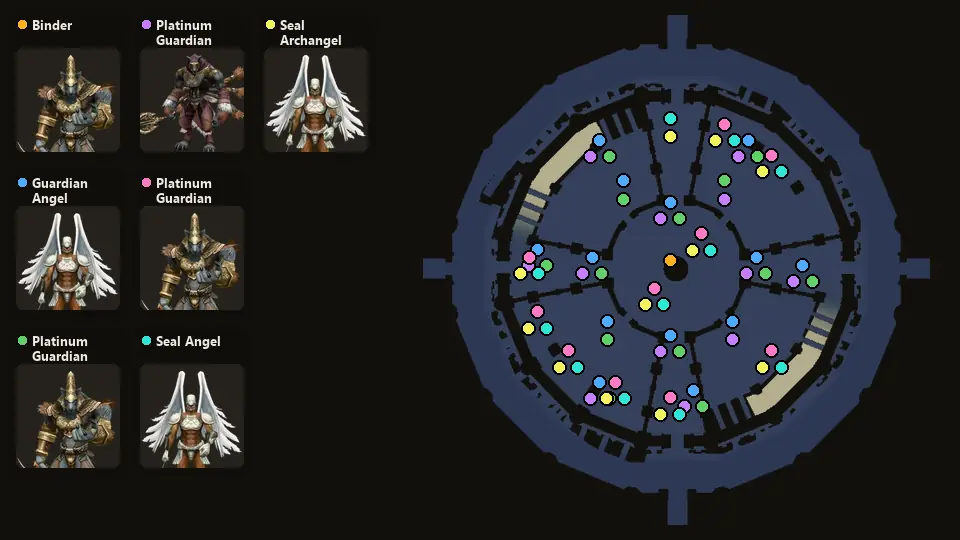 Карта: где стоят Binder, Guardian Angel, Platinum Guardian Prefect, Platinum Guardian Shaman, Platinum Guardian Prefect, Seal Angel, Seal Archangel