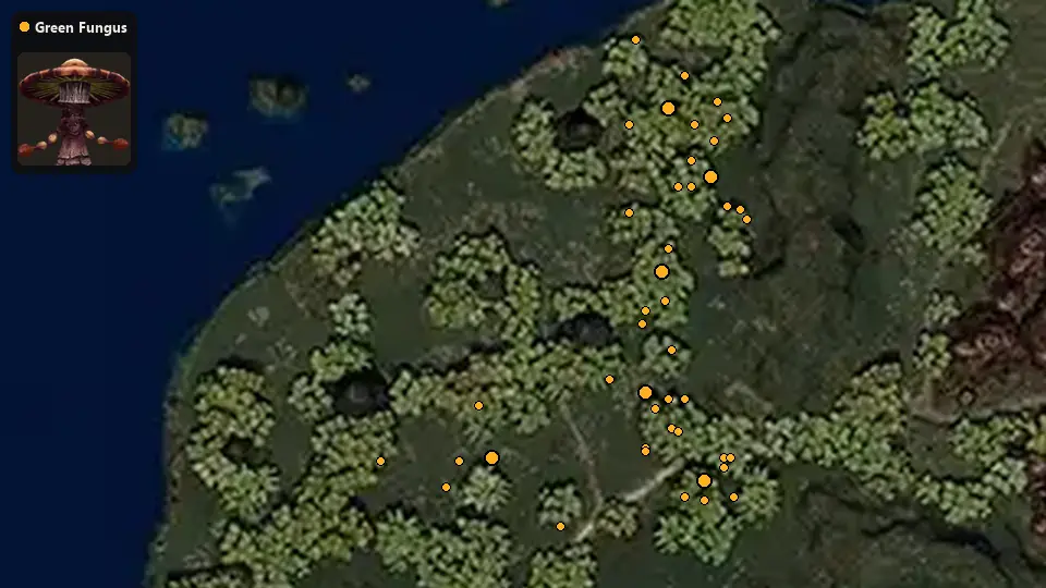 Map: where Green Fungus spawn