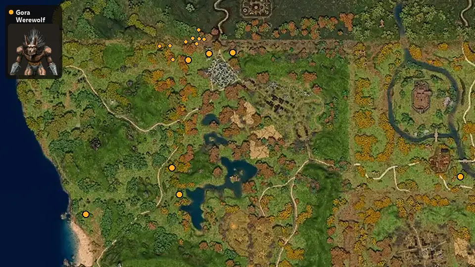 Map: where Gora Werewolf spawn