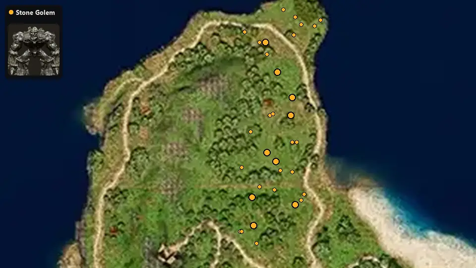 Map: where Stone Golem spawn