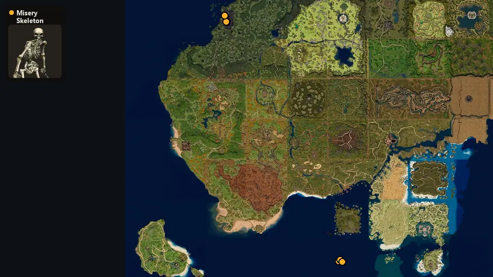 Map: where Misery Skeleton spawn