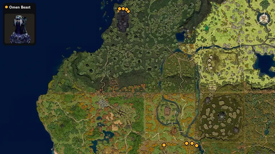 Map: where Omen Beast spawn