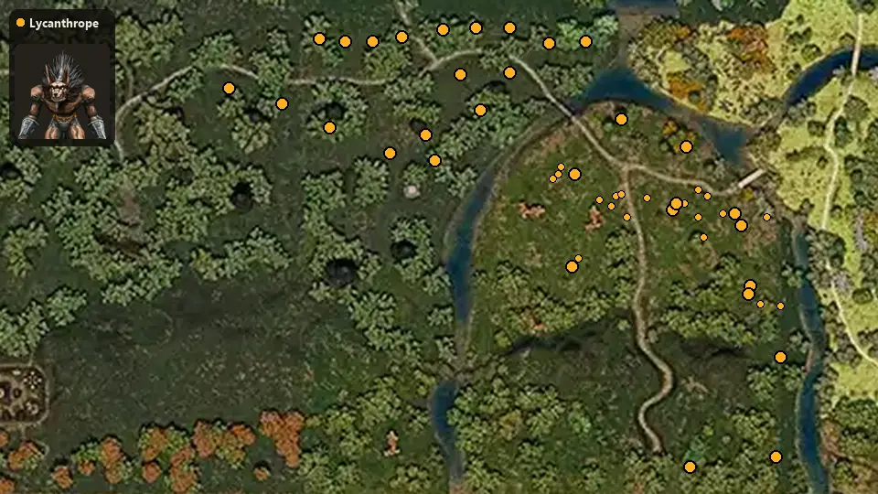 Map: where Lycanthrope spawn