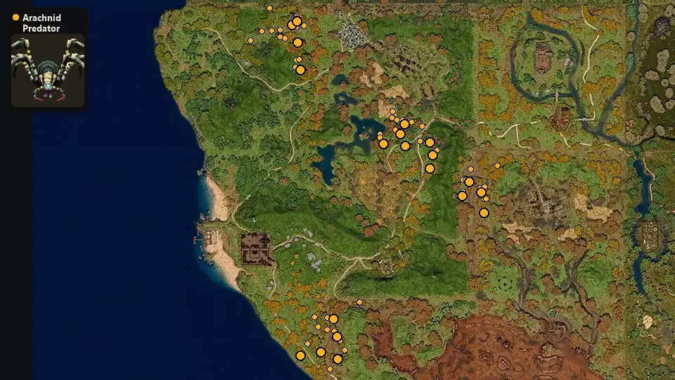 Map: where Arachnid Predator spawn