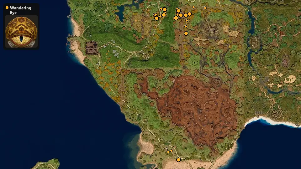 Map: where Wandering Eye spawn