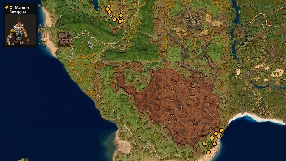 Map: where Ol Mahum Straggler spawn