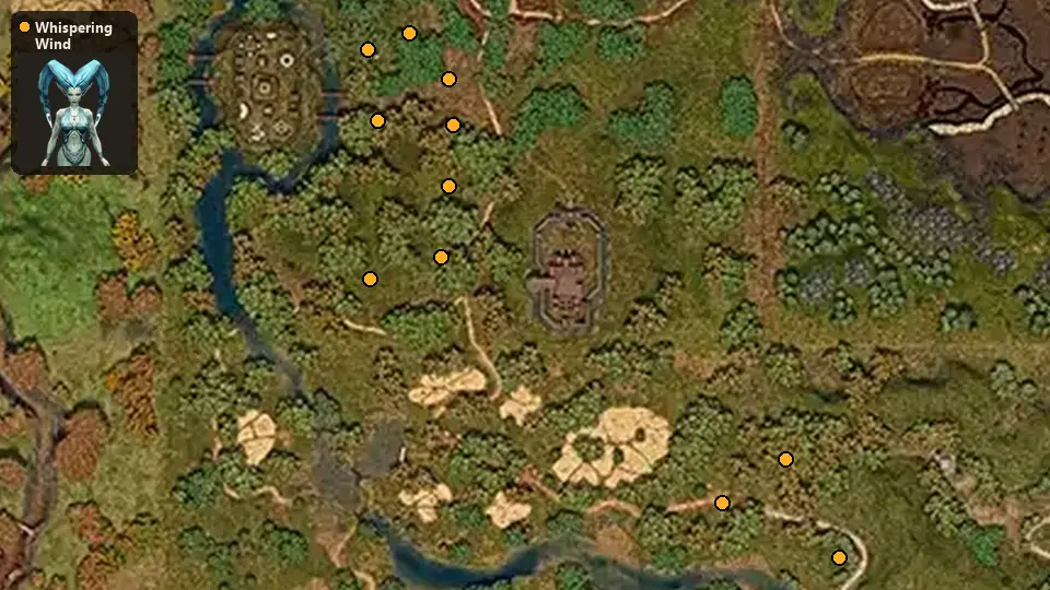 Map: where Whispering Wind spawn