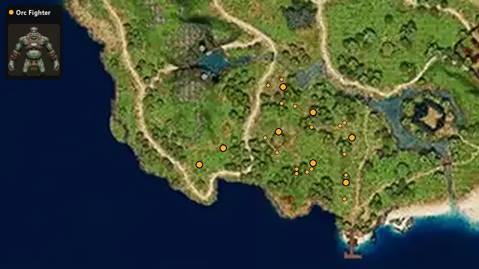 Map: where Orc Fighter spawn
