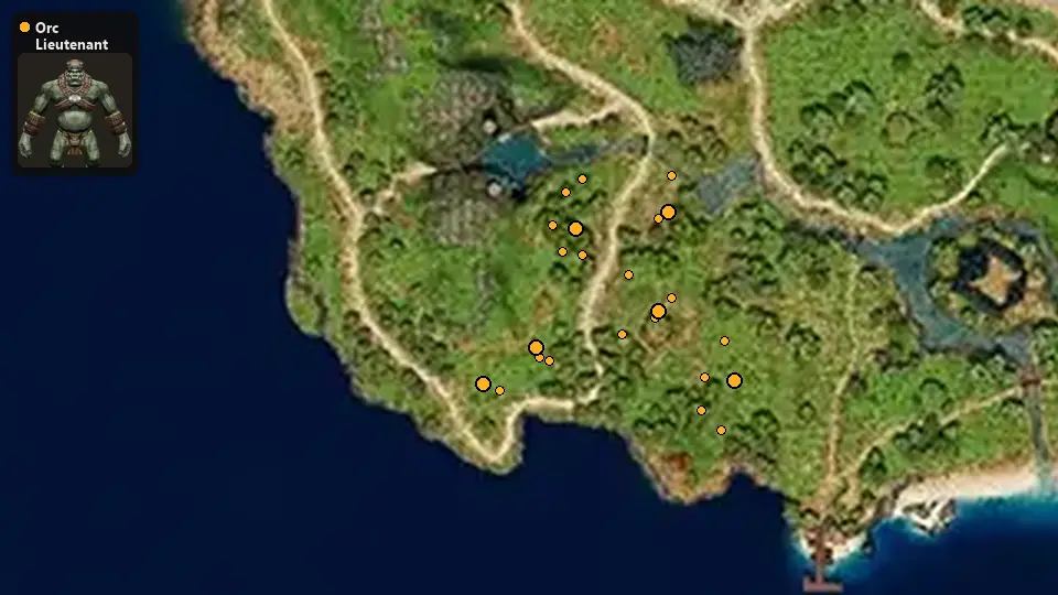 Map: where Orc Lieutenant spawn