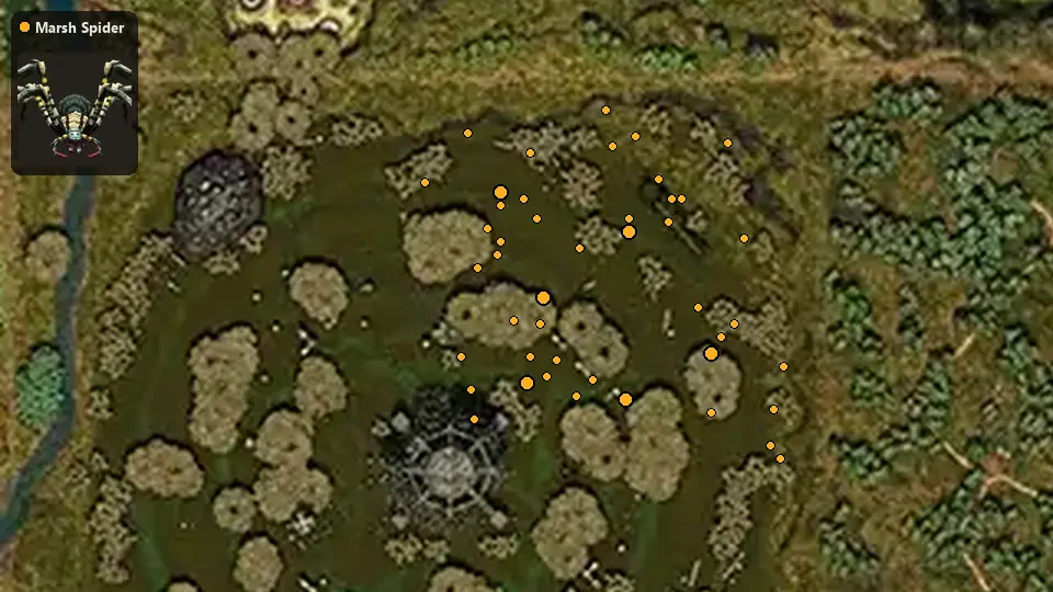 Map: where Marsh Spider spawn