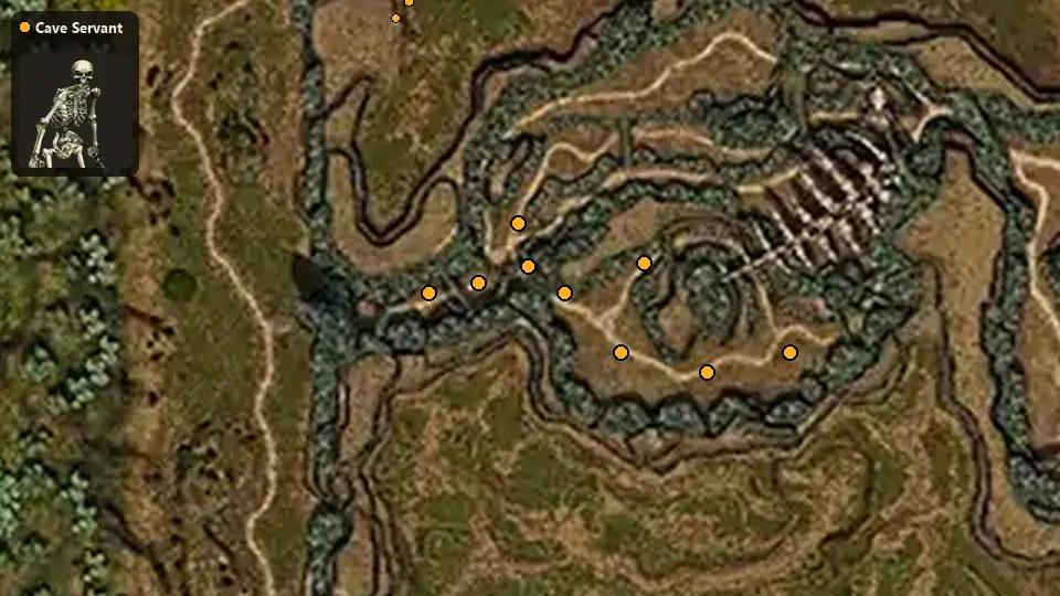 Карта: где стоят Cave Servant