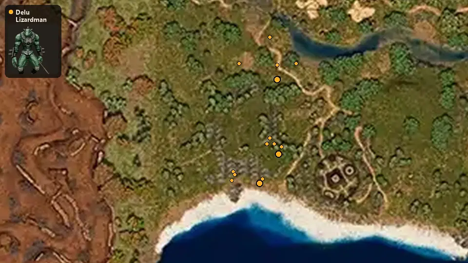 Map: where Delu Lizardman Scout spawn