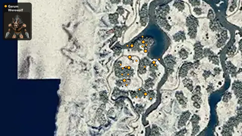 Map: where Garum Werewolf spawn