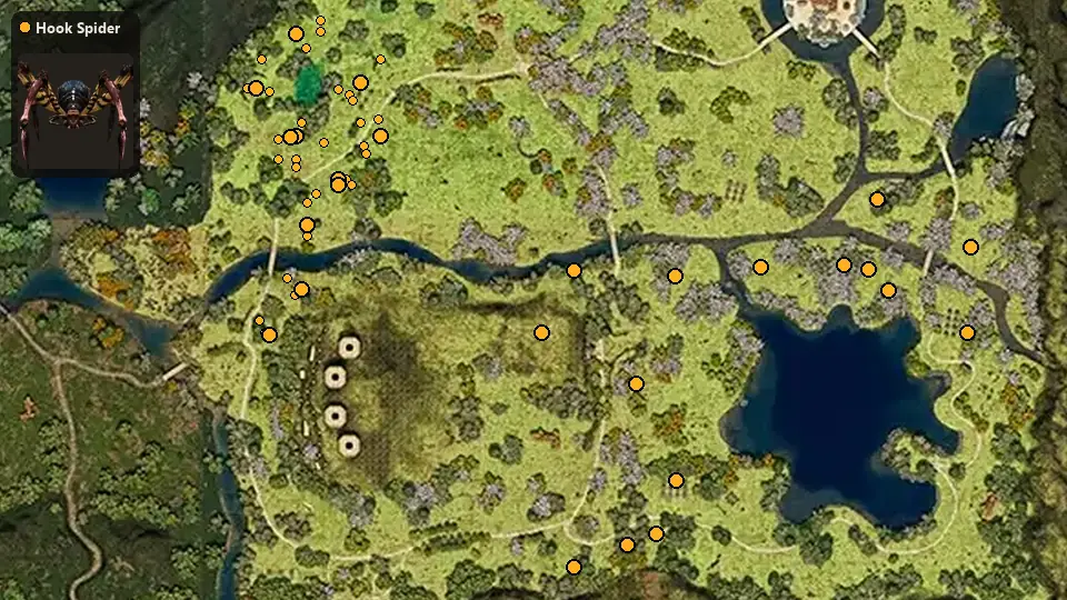 Map: where Hook Spider spawn