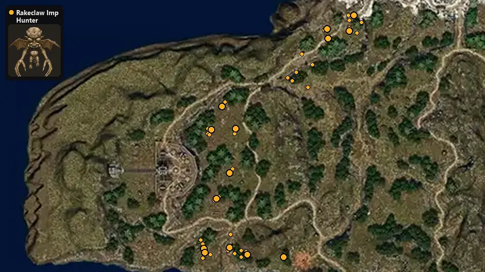 Map: where Rakeclaw Imp Hunter spawn