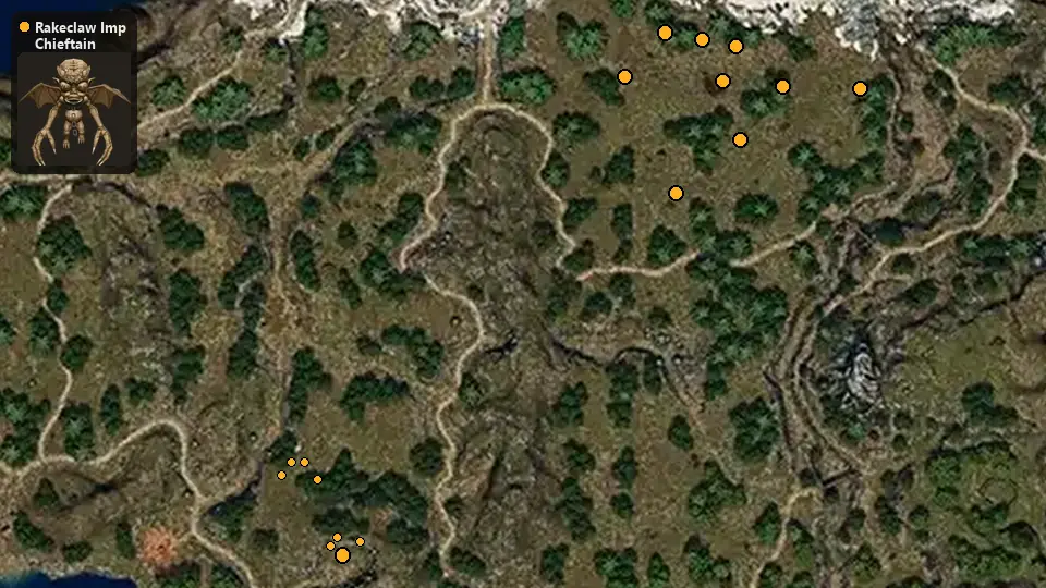 Map: where Rakeclaw Imp Chieftain spawn