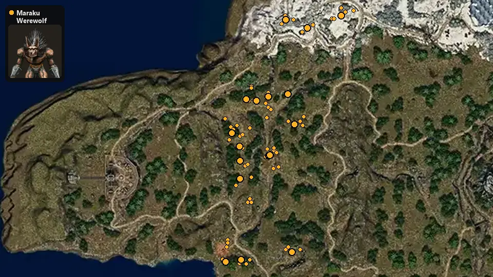 Map: where Maraku Werewolf spawn