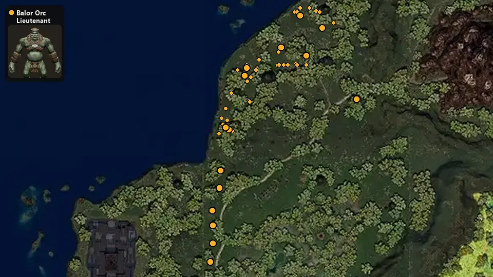 Map: where Balor Orc Lieutenant spawn