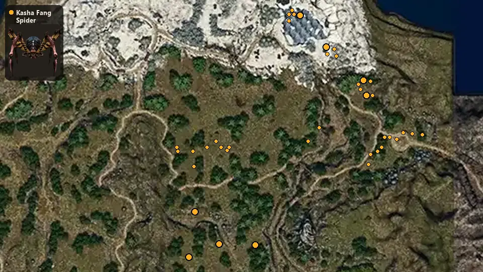 Map: where Kasha Fang Spider spawn